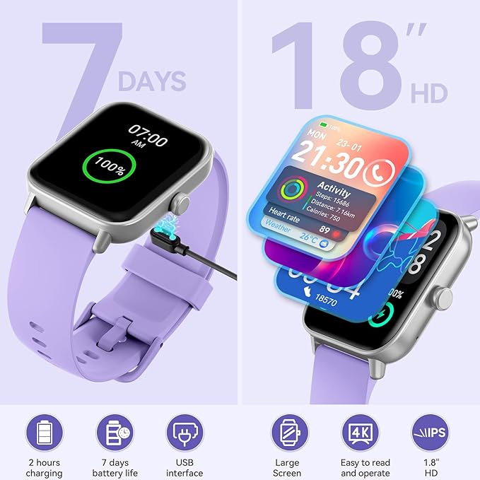 Smart Watch for Men Women Android & iPhone, Alexa Built-in, IP68 Waterproof Fitness Tracker with Bluetooth Call (Answer/Make), 1.8" Smartwatch with Heart Rate/SpO2/Sleep Monitor, 110+ Sports Mode