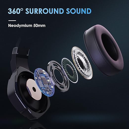 targeal 7.1 Surround Sound PC Gaming Headset for PS5 PS4 Laptop Mac Tablet Mobile, Over Ear Wired USB Gaming Headphone with Omni-Directional Noise Canceling Mic, RGB LED, with Type C Cable