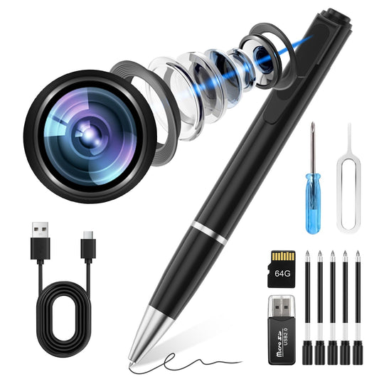 1080P Mini Camera Spy Pen with 64GB