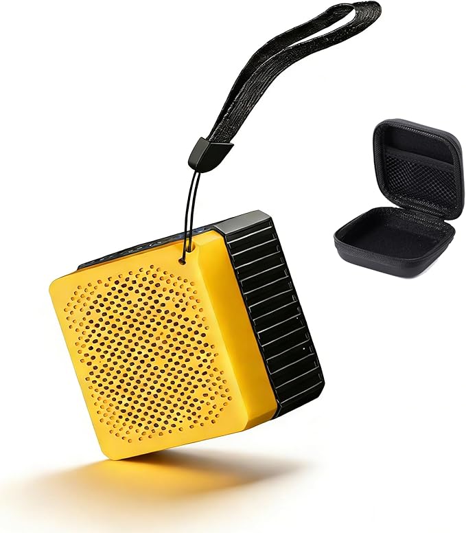 Portable Bluetooth Speakers Wireless, IPX6 Waterproof & Dustproof Small Portable Speaker, High Loud Stereo Sound, Built-in Mic, TWS Pairing, with Storage Box, Easy for Carry/Outdoor/Travel (Yellow)