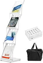 QWORK Foldable Brochure Display Stand, Magazine Brochure Display Rack Stand, 4 Pocket Literature CatalogTradeshow Display Stand, for Office Store and Exhibition Trade Show (White) - Image 1