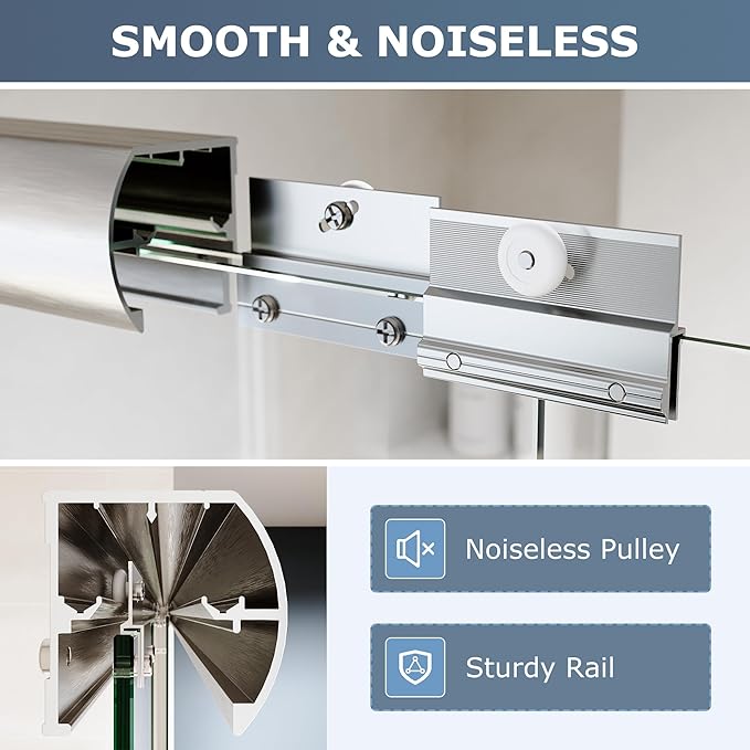 SUNNY SHOWER Double Sliding Glass Door 60" W x 62" H Shower Door 1/4" Tempered Glass Sliding Door Semi-Frameless Shower Glass Enclosure Bypass Walk in Shower Cabin, Brushed Nickel