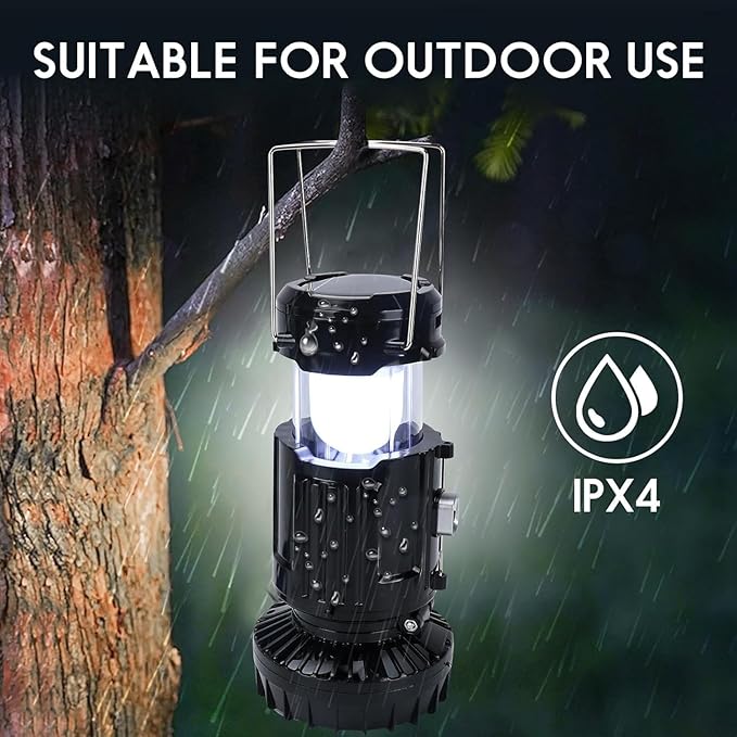 2 Pack,2026 Upgrade Solar Portable Lantern Rechargeable Fan - Collapsible Lightweight LED Camping Lantern for Power Outages Flashlight Survival Kits for Outdoor