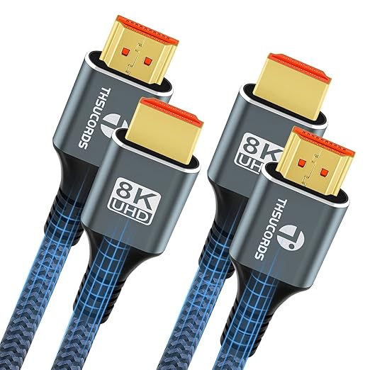 8K 4K HDMI Cable 10FT, High Speed Braided HDMI to HDMI 2.1 Cord Supports 8K@60Hz, 4K@120Hz 144Hz 48Gbps Compatible with Roku TV/PS5/HDTV/Blu-ray