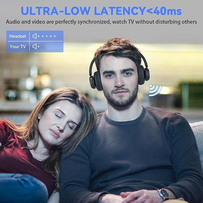ANSTEN Wireless Headphones for TV with Universally Compatible Transmitter Charging Base, TV Headphone Wireless for Seniors, Bluetooth Headphones No Delay, 35 Hrs Audio Playtime, Plug n Play