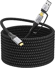 Long USB a to USB c Cable 16.5FT Multi Functional 2in1, usbc 3.2 Gen 2X2,20Gbps High Speed Data Transfer,4K@60Hz UHD Video 5A/100W Fast Charge Cord Compatible with Thunderbolt 3/4, Braided - Image 1