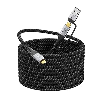 Long USB a to USB c Cable 16.5FT Multi Functional 2in1, usbc 3.2 Gen 2X2,20Gbps High Speed Data Transfer,4K@60Hz UHD Video 5A/100W Fast Charge Cord Compatible with Thunderbolt 3/4, Braided