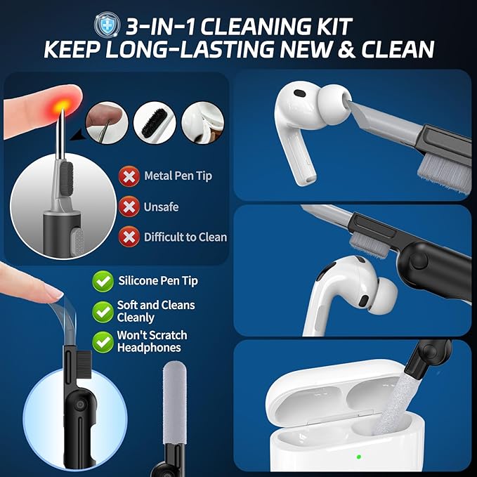 for AirPods Pro 3 Case (2025 New), Secure Lock Cases Cover with Cleaning Kit & Keychain Compatible with Airpods Pro 3rd Generation Case for Men Women, Powerful Drop Protection