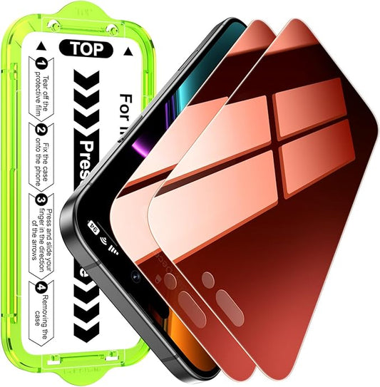 Esanik 2-Pack for iPhone 16 Pro Max Sunset Color Privacy Screen Protector - Gradient Purple Anti-Spy Tempered Glass, Anti-Blue Light, Pink Military-Grade 9H Hardness,Shatterproof, Flawless Fit Tray