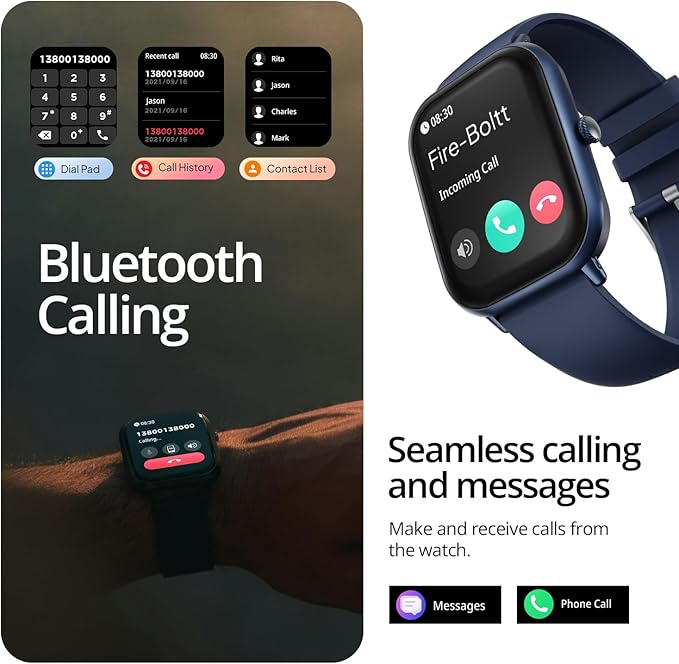 Fire-Boltt Ninja Call Pro Max 51.05mm (2.01 inch) HD Display Smart Watch, Bluetooth Calling, 120+ Sports Modes, Health Suite, Voice Assistance (Blue)
