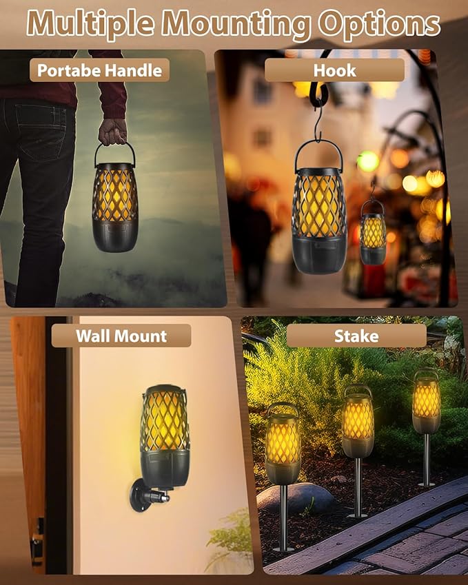 Outdoor Bluetooth Speakers Waterproof Wireless Outdoor Speakers with Flame Lights, Tech Gadgets Gift for Men Dad Her, Multi-Sync up to 100 Speakers, HD Stereo Sound, IPX5 for Patio Porch Party