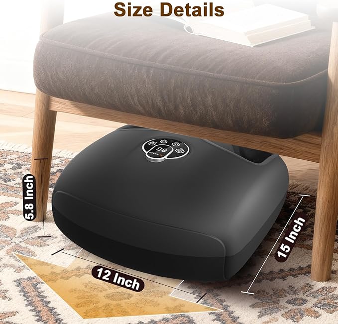 Shiatsu Foot Massager Machine with Heat : Deep Kneading Foot Massager with Vibration & Compression for Plantar Fasciitis & Neuropathy - for Women & Men,Relax for Home Office Use (Black)