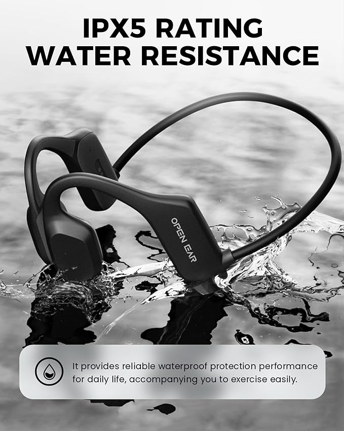 UltraComfort Open-Ear Bone Conduction Headphones - Wireless Bluetooth 5.3 Headsets, IPX5 Waterproof, 8H Playtime, Glasses-Friendly Design for Sports & Daily Use