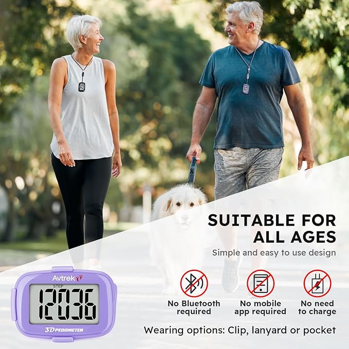 3D Step Counter Clip On with LED Backlight Pocket Pedometer for Walking Outdoor Activities Fitness Tracker Without Smartphone