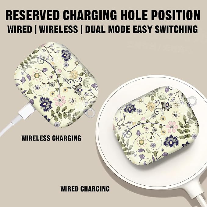Compatible with AirPod Pro 2nd//1st Generation Case Cover with Key Chain,Full Protective Shockproof Wireless Headphone Case for Airpod Pro 2023/2022/2019（Tree Branches）