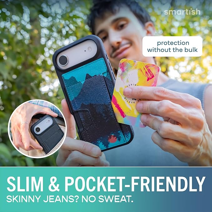 Smartish® iPhone Air Wallet Case - Wallet Slayer Vol. 2 [Slim + Protective] Credit Card Holder w/Kickstand - Drop Tested Hidden Card Slot Cover for Apple iPhone Air - Moving Mountains
