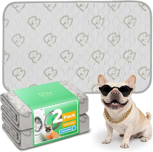 FXW Washable Pee Pads for Dogs, Puppy Pads with Super Absorbent, Specifically Designed for 30inch Cages, 18" x 29" Rectangle, Khaki, 2 Packs