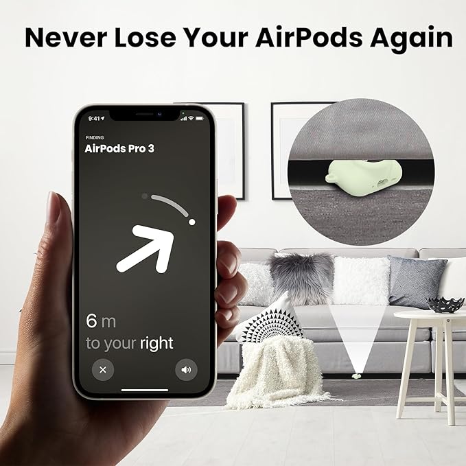 2 in 1 Silicone Case Compatible with AirPods Pro 3 and AirTag 2/1, Shockproof Protective Case Cover for AirPods Pro 3rd Generation 2025 with Cleaner Kit & Carabiner (Glow Green)
