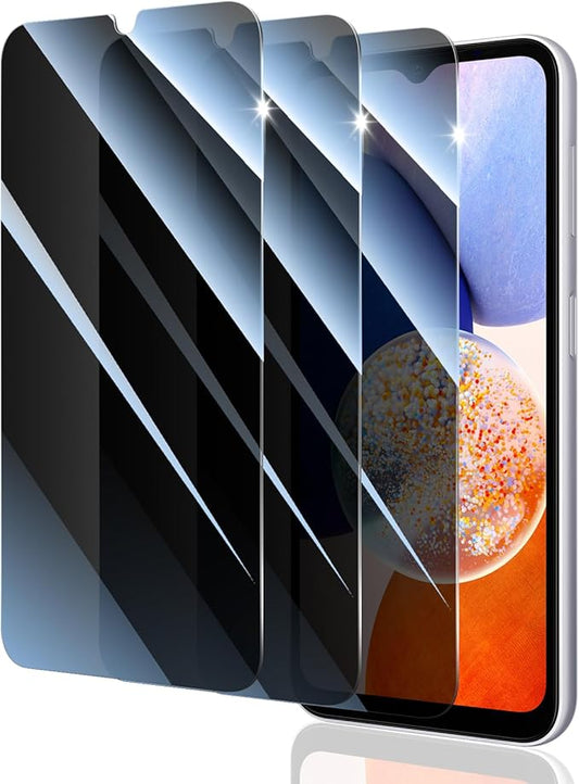 Privacy Screen Protector for Samsung Galaxy A14, Anti-Spy Tempered Glass Film Double Shatterproof, 9H Hardness Anti-Scratch Dark Private Protection, Impact Resistant Screen Guard - 3 Pack