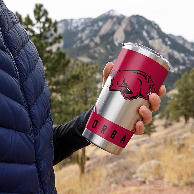 Rico Industries NCAA 20oz Stainless Steel Tumbler with Lid - Great For Coffee, Tea, Water or Cocktails