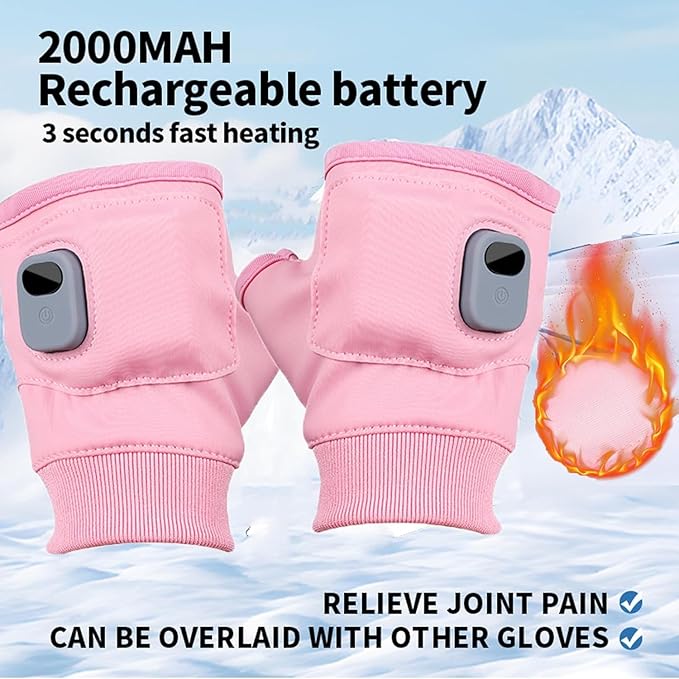Portable Heating Gloves with Digital Display,Smart Thermostatic Heated Fingerless Gloves, 2026 New Rechargeable Fingerless Heated Gloves for Women Men