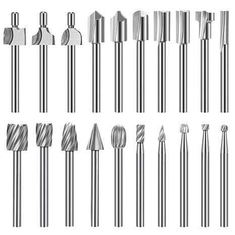 shengbenhao Wood Carving Bits Engraving Router Bit 20pcs
