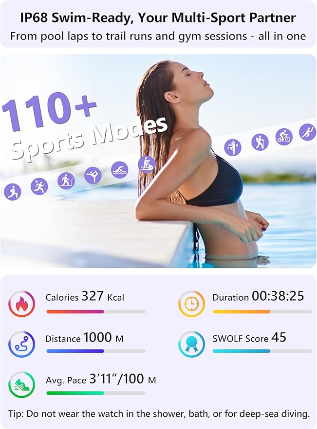 Smart Watch for Women Men Android & iPhone [2 Bands, 44mm case], Alexa Built-in, 1.83'' Smartwatch Make/Answer Call, HR SpO2 Sleep Stress Monitor Fitness Tracker, IP68 Waterproof Step Counter Watch