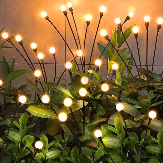 NBQQ Solar Garden Lights 4 Pack of 32 LEDs Swaying Firefly Garden Decor