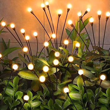 NBQQ Solar Garden Lights 4 Pack of 32 LEDs Swaying Firefly Garden Decor
