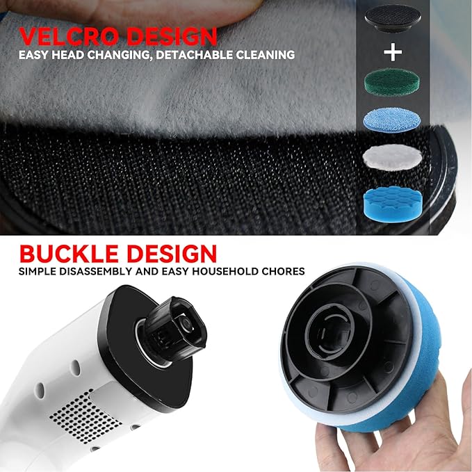 EVTSCAN Electric Spin Scrubber Cordless Handheld Adjustable Smart Power Shower Cleaning Brush 25W for Bathroom Tile Floor Car
