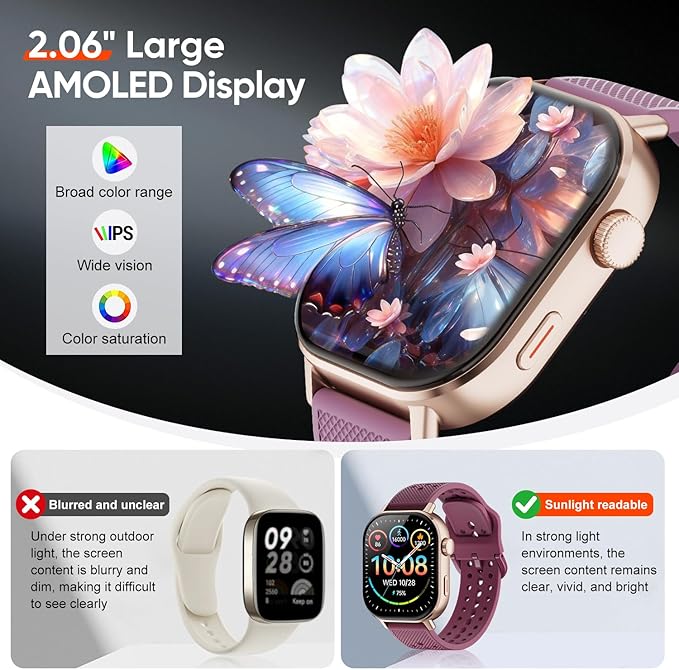Smart Watch with 2 Bands: Step & Calorie Counter, Heart Rate & Oxygen Sensor, GPS Running, Swimming, Walking, Sports Tracker, Waterproof, Health Monitoring, Music & Call Alert Men Women iOS/Android