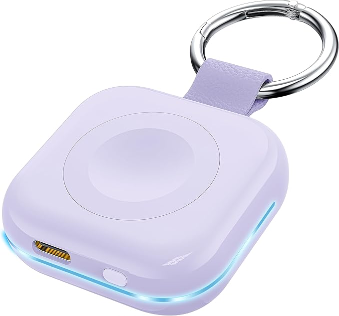 Portable Travel Charger for Apple Watch Series 8,Wireless iWatch Charger 1200mAh Power Bank with Charging Cable, Purse Keychain Smart Chargers for Apple Watch Series 11/10/9/8/7/6/SE/5/4/3/2/1/UItra