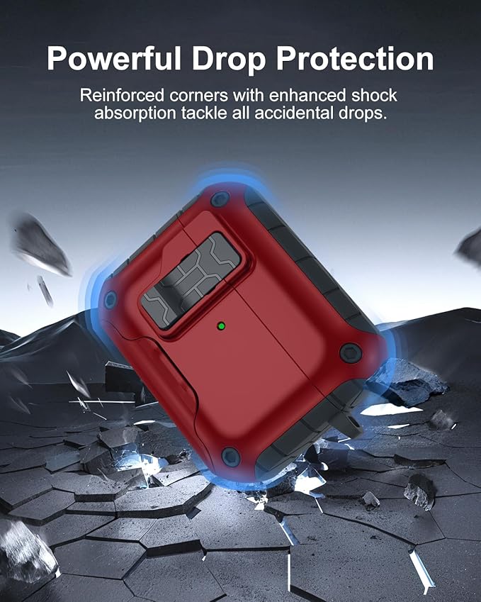 Lerobo for AirPods Pro 2 Case with Phone Stand, Hard Protective Cover with Cleaner Kit Compatible with Magsafe for AirPod Pro Case Cover, Magnetic Automatic Lock,Drop Protection, Wireless Charging,Red