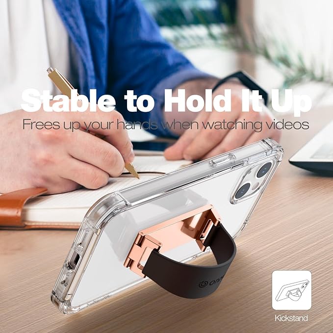 Phone Grip Finger Ring Holder 3.23 Inch, Phone Slim Finger Ring Holder Kickstand 2 in 1, Compatible with iPhone Samsung and Most Smartphones, Black