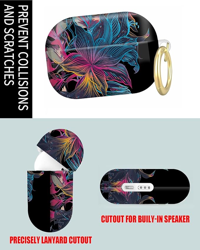 Compatible with Airpod Pro 2nd/1st Generation,Full Protection Cover for Women,Accessories Hard Case Portable & Shockproof for Airpod Pro 2nd Charging Case 2023/2022/2019(Dazzling Flowers from)