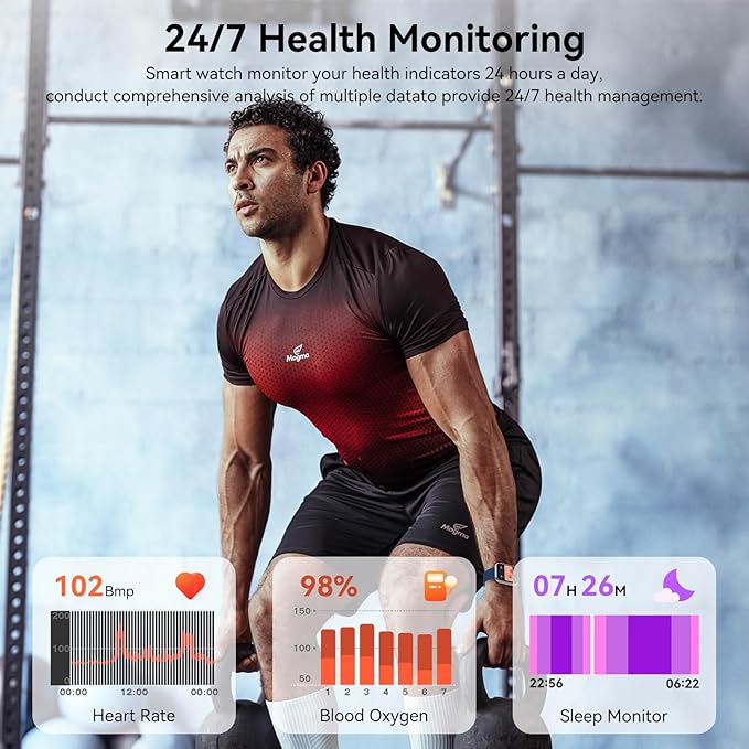 Smart Watch for Men Women, 1.85" HD Fitness Tracker with Bluetooth Calls, 120+ Sport Modes Fitness Watch, Fitness Tracker 24/7 Heart Rate/Sleep Monitor, IP68 Waterproof, for Android/iPhone (Blue)