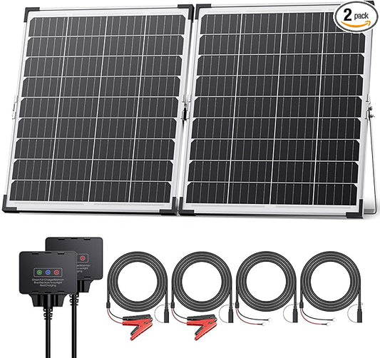 60W 12V Solar Trickle Charger, 2PCS 30W 12V/24V Solar Battery Charger with Smart Controller, IP68 Waterproof Solar Panel Kit for Car Boat Lawn Mower Marine Dump Trailer