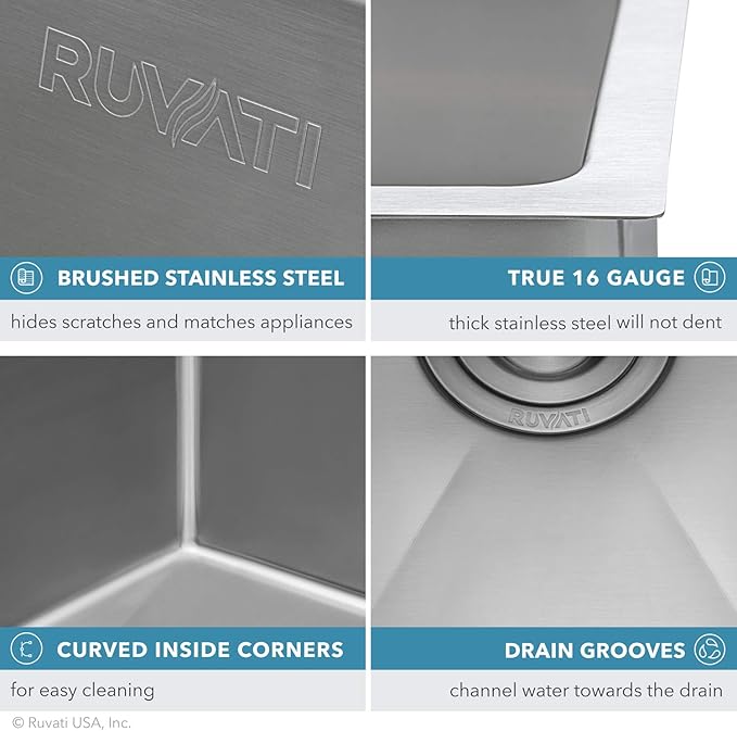 Ruvati 14-inch Undermount Wet Bar Prep Sink Tight Radius 16 Gauge Stainless Steel Single Bowl - RVH7114
