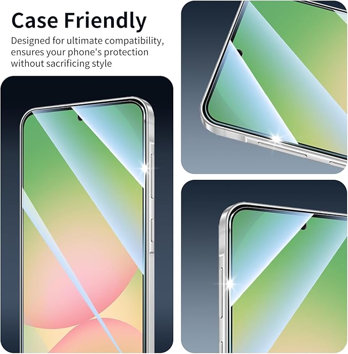 3*Screen Protector for Samsung Galaxy S24 FE/A56 with a Installation Alignment Aid, Double Shatterproof HD Tempered Glass Film, Impact-Protection [9H Hardness][Anti-Shatter][Anti-Scratch]