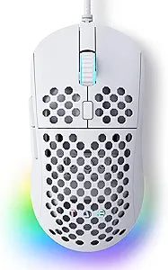 TMKB Falcon M1SE White Gaming Mouse, Wired, Lightweight Honeycomb, 12800DPI