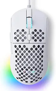TMKB Falcon M1SE White Gaming Mouse, Wired, Lightweight Honeycomb, 12800DPI