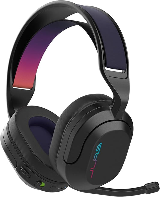 JLab Nightfall Wireless Gaming Headset, All-Night Comfort, 50mm Drivers and Sound Isolating Inner Shelf, Flip-to-Mute Rotating Mic, Dual Wireless Connections, Customization Options with The Lab App