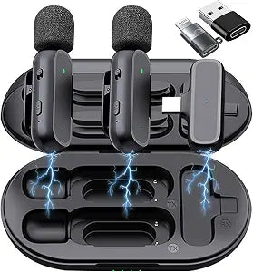Caiord Wireless Lavalier Microphone for iPhone iPad Android, Mini USB C Mic