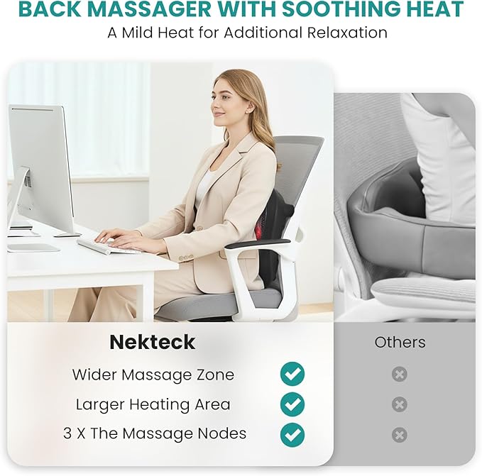 Nekteck Foot Massager with Heat, Shiatsu Heated Electric Kneading Foot Massager Machine for Neuropathy, Plantar Fasciitis, Feet Massage for Pain Relief, Circulation, Christmas Gifts for Man Woman Her
