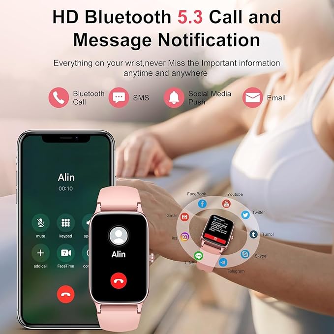 Smart Watch for Women, 1.57" Smartwatch (Answer/Make Call), 2025 NEW Fitness Tracker with 110+ Sport Modes, Heart Rate/Sleep Monitor, IP68 Waterproof, Pedometer, Fitness Watch for Android iOS Pink