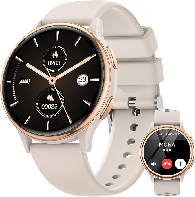 Smart Watches for Women(Answer/Make Calls), 1.27'' AMOLED Screen Activity Trackers with Heart Rate/Sleep/SpO2 Monitor, Smartwatch for iPhone/Samsung/Android, 120+ Sport Modes IP68 Fitness Watch 3Bands