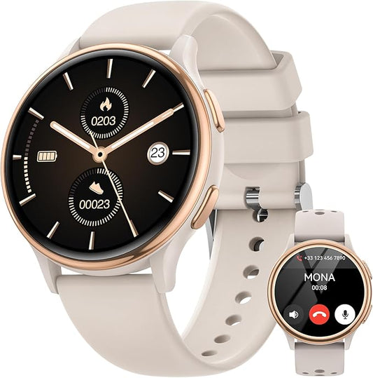 Smart Watches for Women(Answer/Make Calls), 1.27'' AMOLED Screen Activity Trackers with Heart Rate/Sleep/SpO2 Monitor, Smartwatch for iPhone/Samsung/Android, 120+ Sport Modes IP68 Fitness Watch 3Bands