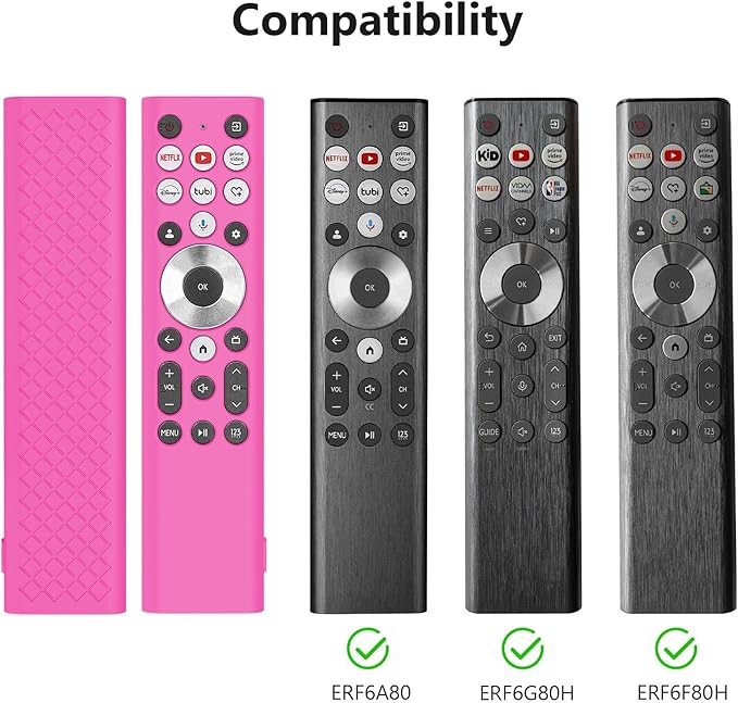 LEFXMOPHY Cover for ERF6A80 ERF6G80H ERF6F80H Voice Remote for 2024 Hisense U6 U7 U8 U9 Series 4K Google Smart TV Case Silicone Protective Skin Glow in Dark - Pink
