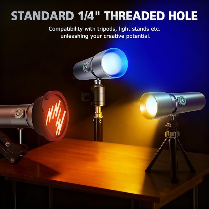 RGB Photography Flashlight, 4 Colors Fill Light with 20 Patterned Light Filters, 10W Portable LED Video Spotlight Sunset Light for Photo, Content Creation Accessories