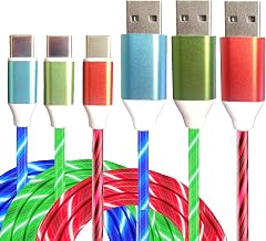 3 Pack Led USB C Charging Cable Light Up Type C Charger LED Light Up Fast USB-C to USB-A Charge Cord Compatible with Samsung Galaxy S23 S22 S21 S10 S9 Plus Note 20 10 Pixel(6.6FT,Blue Red Green) - Image 1